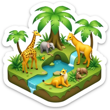 3d-isometric- jungle wildlife sticker
