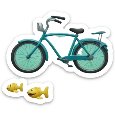 bike with flippers swimming in a lake sticker