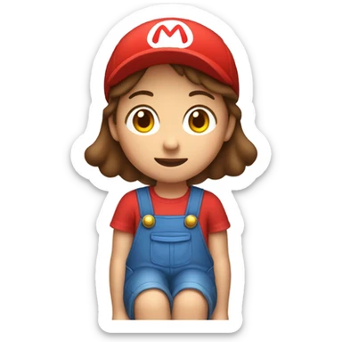 Girl with brown hair in Mario outfit  sticker