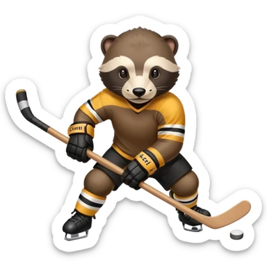 Honey badger playing hockey sticker