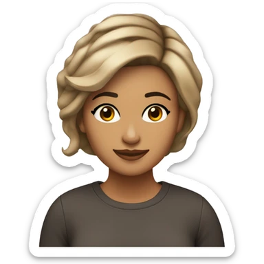 chica morena con el cabello medio corto color café  sticker