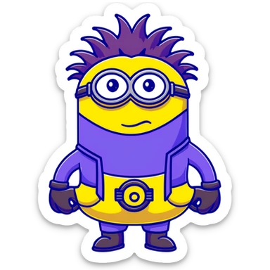 purple minion with spiky hair sticker