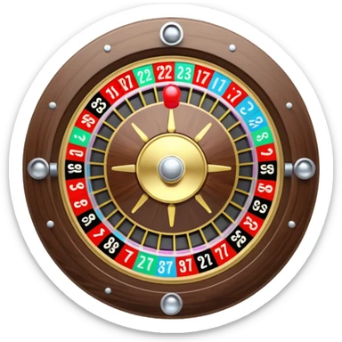A 3D cartoon roulette wheel with spinning ball and colorful numbers, glowing casino lights, Memoji-style. sticker