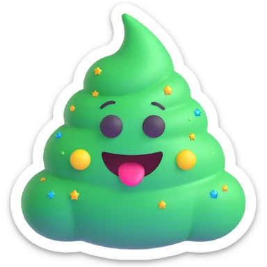 green poop emoji with sparkles around it sticker