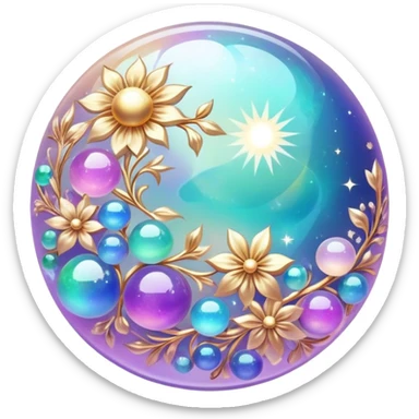 Epic divine sparkly glittery shiny legendary celestial flowery complex detailed iridescent gradients marbles aesthetic-scenery-Decorations sticker