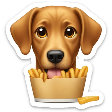 Dog eating a fry sticker