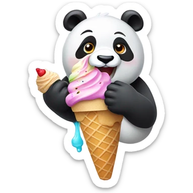 Panda eating ice cream sticker