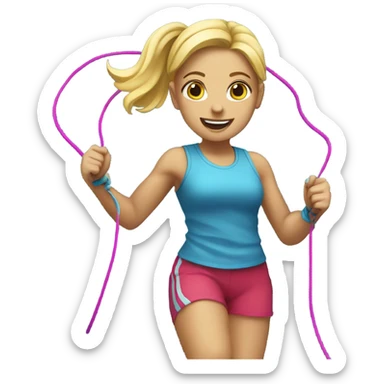 Girl with blonde hair jumping rope sticker