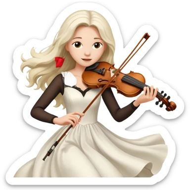 woman playing violin with white dress sticker