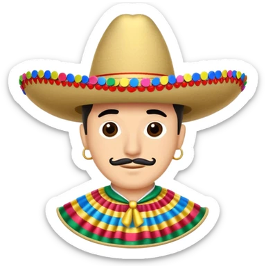 traditional Mexican charro hat with confetti, for Mexican Independence Day sticker