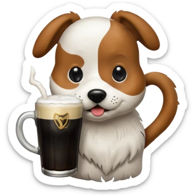 Dog drinking Guinness  sticker