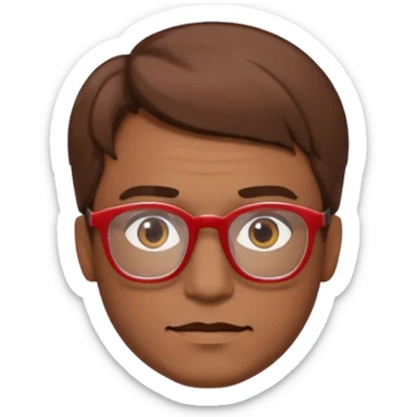 slightly elongated face of a man with red glasses and a big set of brown hair, variation 4 sticker