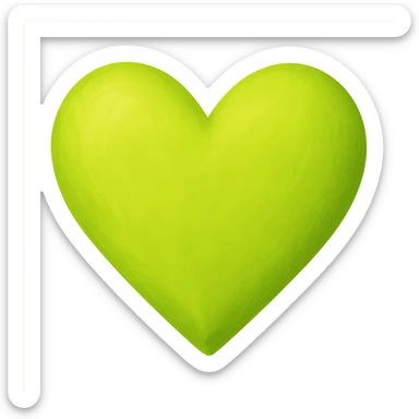 heart with a vivid chartreuse color, digital illustration, no background sticker