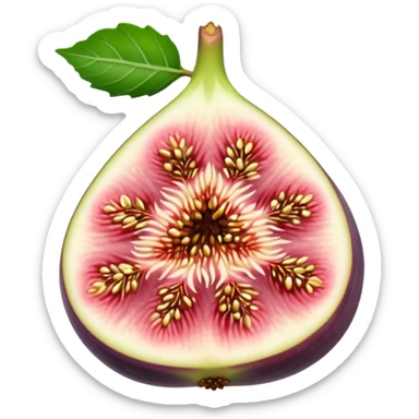 Please create a emoji of a cross-section of a fig with a small leaf sticker