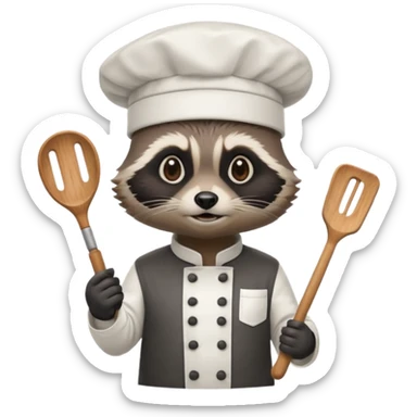 chef black raccoon sticker