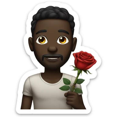dark-skinned male with tattoos, holding a rose with his mouth sticker