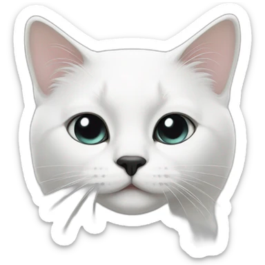 White cat with black total black nose sticker