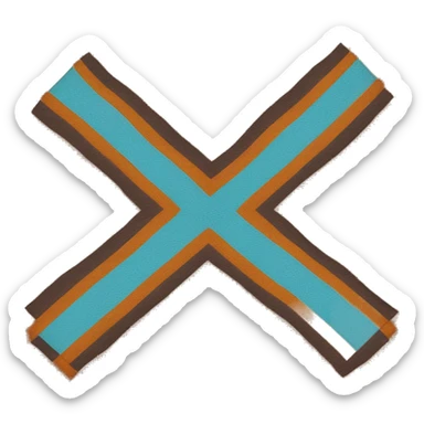 The Goliushi Language flag: a brown flag with a navy blue cross, an Aquamarine line though it, two yellow squares on the cross, and an orange bright orange stripes in the center of the cross  sticker