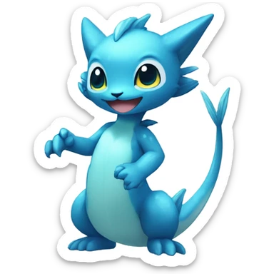 a anthro chibi-style water-type Fakémon-hybrid full body sticker