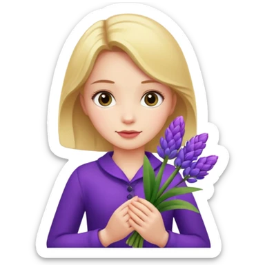 Girl holding hyacinth in hands sticker