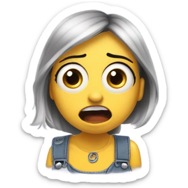 Scared funny emoji girl minion with butt sticker