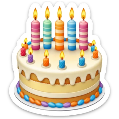 Birthday cake and candel with motion sticker