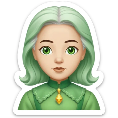 The Wizard from the Wizard of Oz with light skin, green eyes, white hair, green outfit sticker