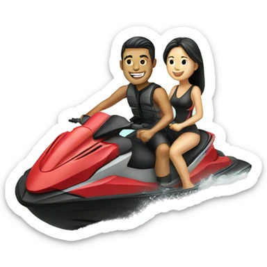 Asian couple on double seat jet ski sticker