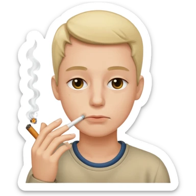 Face with low eyelids and cigarette in mouth  sticker