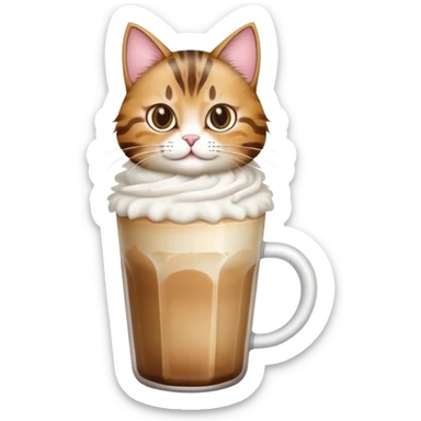 ice latte. the topping is a cat on the top of latte. sticker