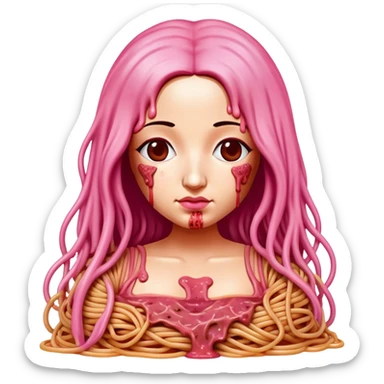  SPAM meat melted pink dripping sauce spaghetti dress monalisa portrait sticker