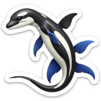 Black and white Orca-reptile-reptilian-lizard-skink-gecko-Digimon-Fakémon-hybrid full body, two legs, arms, tail sticker