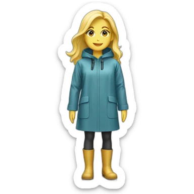 Blond girl with raincoat and boots sticker