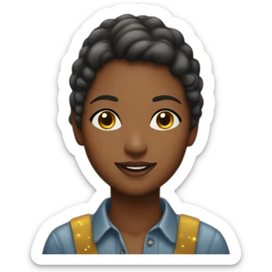 Farmer girl with glitters around  sticker