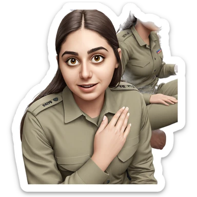 brown haired girls in military sticker