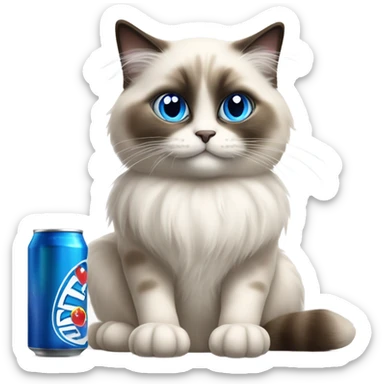Ragdoll cat drinking a beer sticker