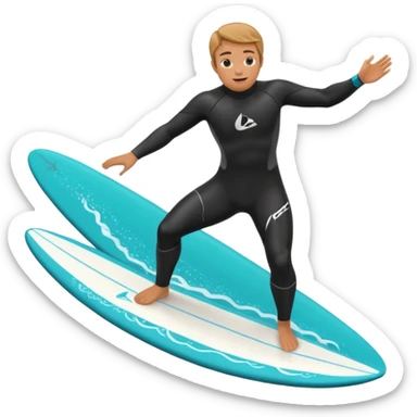 Someone surfing over a big teal wave sticker