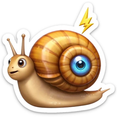 snail with a lightning-shaped shell and big eyes looking up emoji style sticker