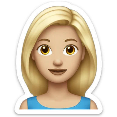 blonde straight hair with blue dress sticker