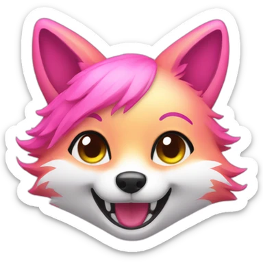 Pink Rainbow fox smiling sticker