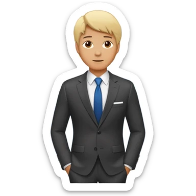 silhouette of a light-haired man standing next to a project board sticker