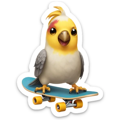 Cockatiel Bird on a skateboard  sticker