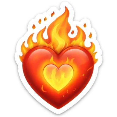 Black fire heart  sticker
