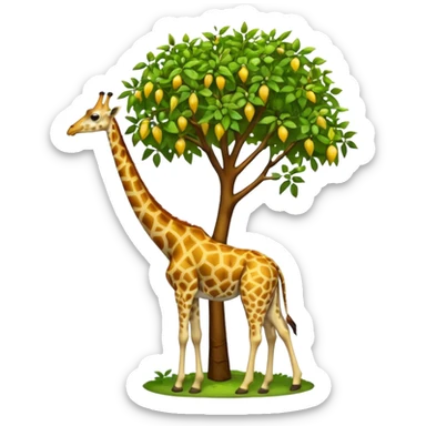 giraffe eating leaves from a tree sticker