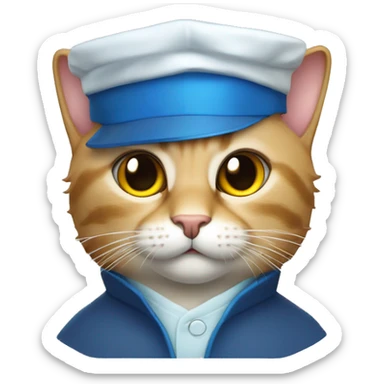 The cat is a scientist, with a square academic cap of blue color. sticker