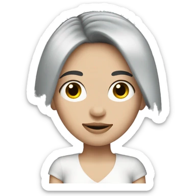 Pale girl with long black hair wearing driving car sticker