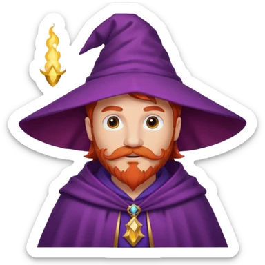 red haired wizard with mustache, purple cloack sticker