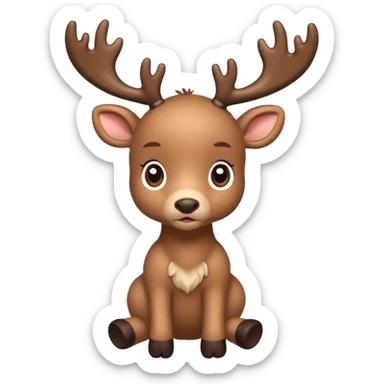 reindeer baby  cute, full body , toys stuck in head sticker
