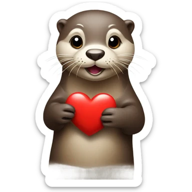 Otter holding a heart  sticker