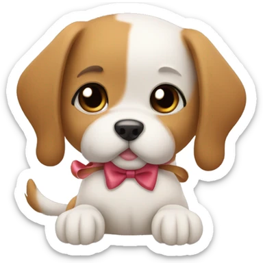 Cute bow with dog holding the bow sticker